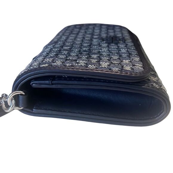 Tory Burch Thea Denim Navy Woven Flat Wallet Crossbody Bag NWT - Picture 7 of 11